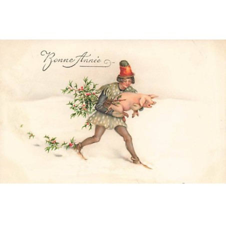 n°24920 - Carte Illustrateur - MM Vienne n°703 - Homme portant un cochon