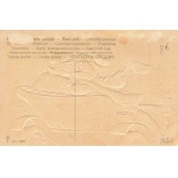 n°24927 - Carte Fantaisie - Bonne Année - Couple dans une Automobile de dos