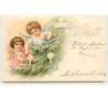 n°11875 - Carte Fantaisie - Angelots allumant les bougies du sapin