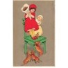 n°24933 - Carte Fantaisie - Flatscher - Fillettes fuyant des teckels sur une chaise - dackel