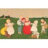 n°24937 - Carte Fantaisie - Flatscher - Enfants chantant - teckel - chat