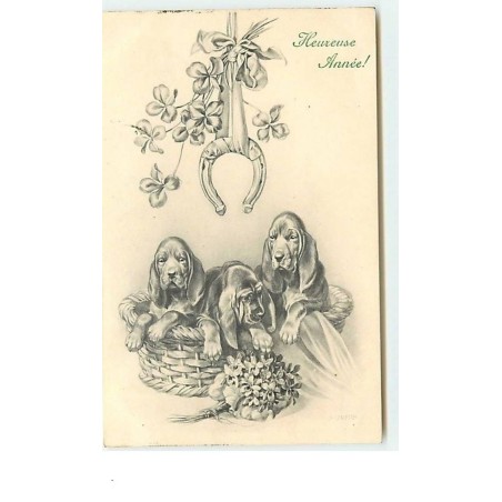 n°11878 - MM Vienne n°692 - Heureuse Année - Chien sous un Fer à Cheval - Cocker