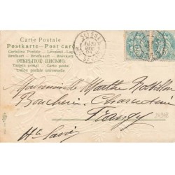n°24948 - Carte Fantaisie Gaufrée - Ange et Marguerites