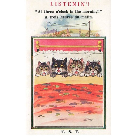 n°24950 - Carte Fantaisie - Listenin'! - Chats - TSF