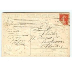 n°11883 - Carte Gaufrée - Bonne Année - Pensée - Immitation Point de croix