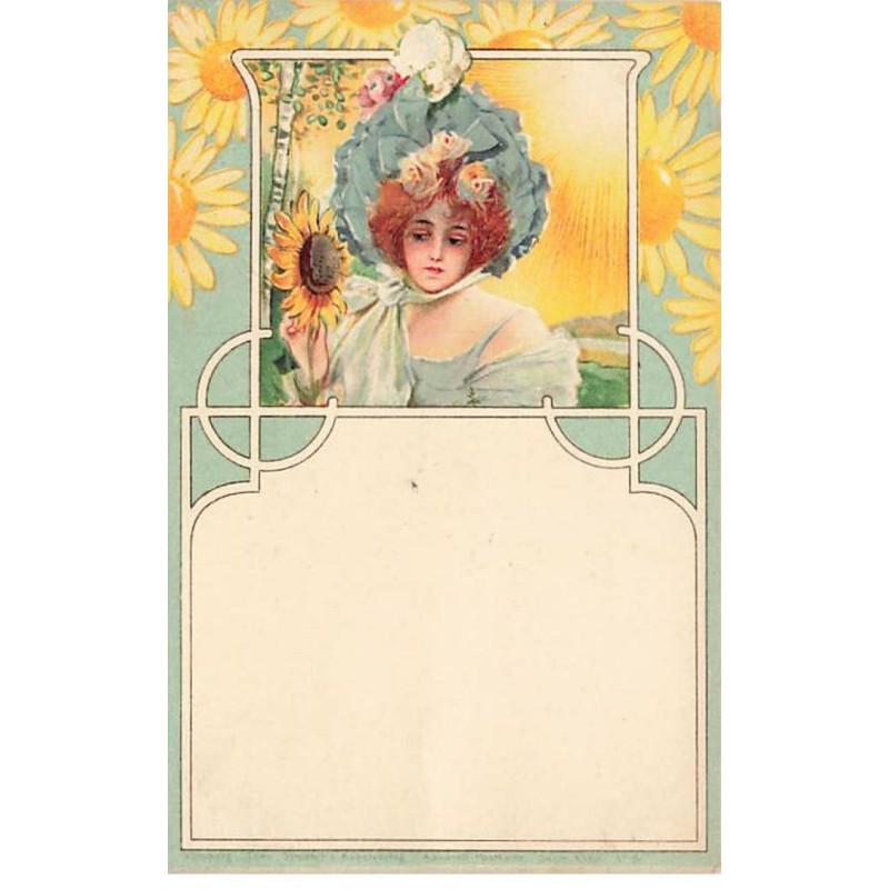 n°24968 - Fantaisie - Theo Stroefer's - Jeune femme regardant tristement un tournesol