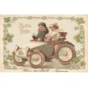 n°24982 - Carte Gaufrée - Bonne Année - Couple dans une voiture