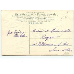n°11886 - Carte Gaufrée - Bonne Année - Homme au volant d'une voiture