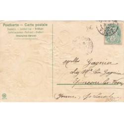 n°24982 - Carte Gaufrée - Bonne Année - Couple dans une voiture