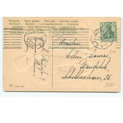 n°11887 - Carte Gaufrée - Prosit Neujahr - Flatscher - Fillette assise sur une luge, avec un garçon à côté