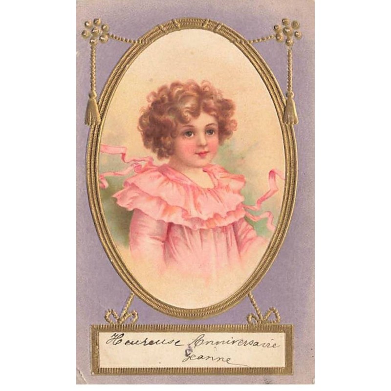n°24997 - Carte Gaufrée - Fantaisie - Clapsaddle - Fillette dans un médaillon