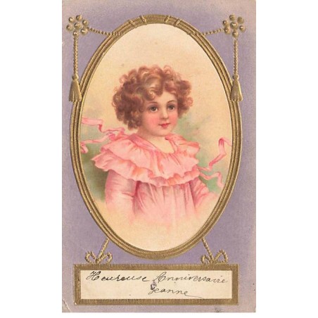 n°24997 - Carte Gaufrée - Fantaisie - Clapsaddle - Fillette dans un médaillon