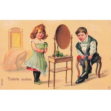 n°25000 - Fantaisie - SER 620 - Couple d'enfant s'habillant - Toilette maken