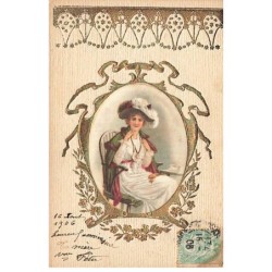 n°25003 - Carte tissée soie...