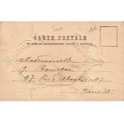 n°25004 - Carte tissée soie - Femme assise jouant de la lyre dans un Médaillon