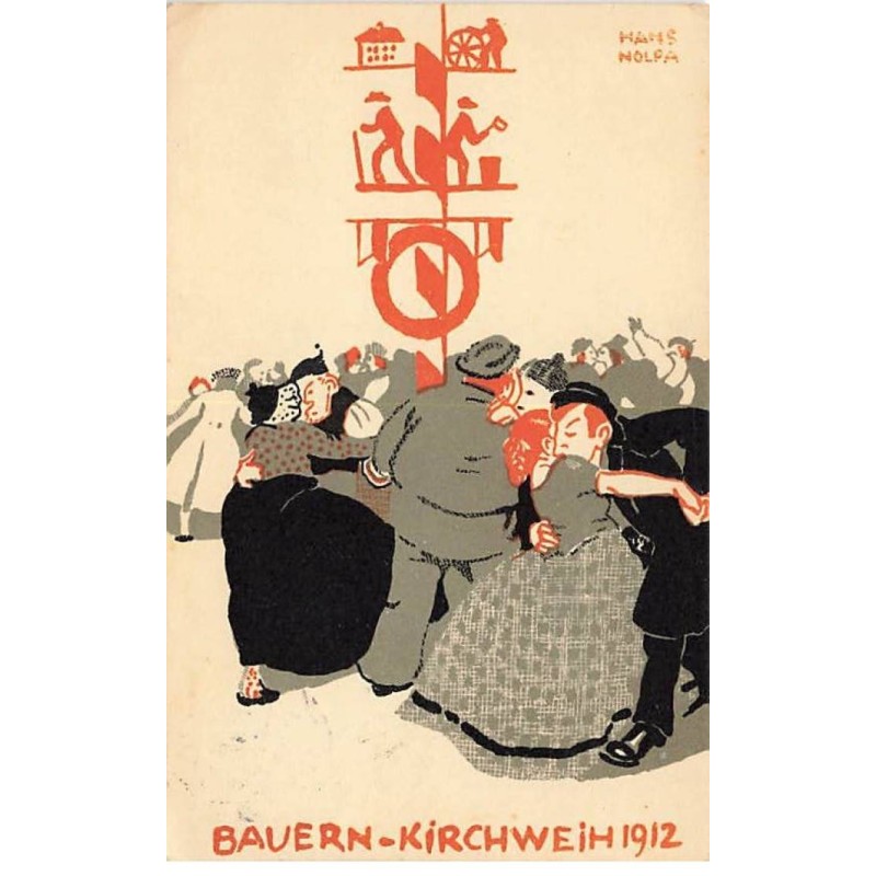 n°25007 - Carte Illustrateur - Hans Nolpa - Art Nouveau - Bauern Kirchweih 1912