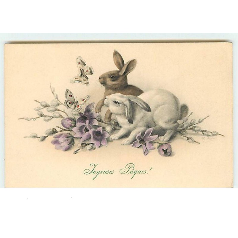 n°11890 - MM Vienne n°520 - Joyeuses Pâques - Lapins et papillons