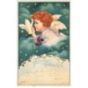 n°25031 - Carte Fantaisie - Clapsaddle - Fröhliche Weihnachten - Angelot avec une fleur blanche