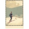 n°25055 - Illustrateur - R.F. - Homme se promenant sur des skis de fond