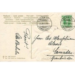 n°25065 - Carte Gaufrée - Prosit Neujahr - Garçon peignant sur un mur, un autre assis sur une luge
