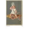 n°11899 - Carte Gaufrée - Bébé sur un tapis en peau de Lion