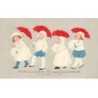 n°25123 - Carte Gaufrée - Nouvel An - Flatscher - Procession d'enfants avec des parapluies rouges