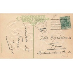 n°25123 - Carte Gaufrée - Nouvel An - Flatscher - Procession d'enfants avec des parapluies rouges