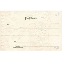 n°25124 - Carte Gaufrée - Prosit Neujahr - Homme regardant des pièces d'or tombées