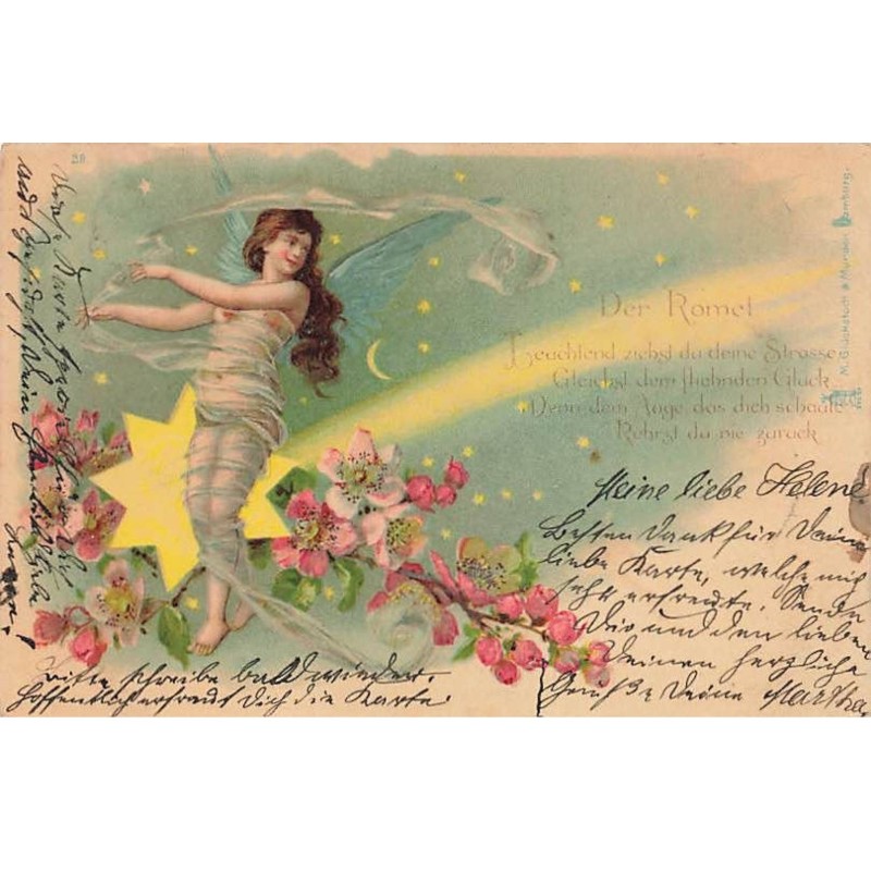 n°25135 - Fantaisie - Der Romet - Fée, sylphide chevauchant une comète