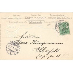 n°25149 - Carte Gaufrée - Art Nouveau - Viel Glück - Cochon, bateau dans la mer près d'un phare
