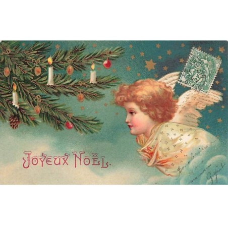 n°25174 - Clapsaddle - Joyeux Noël - Ange près d'un sapin