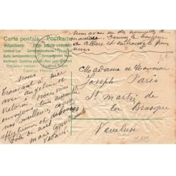 n°25179 - Carte Gaufrée - Noël - Ange gardien décorant un sapin