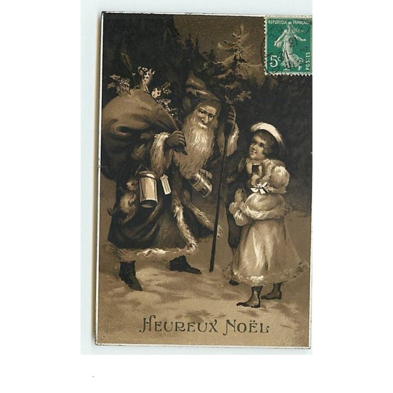 n°11929 - Heureux Noël - Enfants près d'un Père Noël