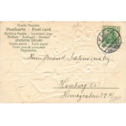 n°25187 - Carte Gaufrée - Herzlichen Glückwunsch zum Geburtstage - Homme apportant des fleurs