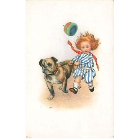 n°25190 - S.B. Pearse - MM Vienne n°1234 - Garçon promenant un chien - Bouledogue anglais