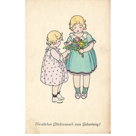 n°25205 - Illustrateur - P. Ebner - MM Vienne 1357 - Deux fillettes préparant un bouquet