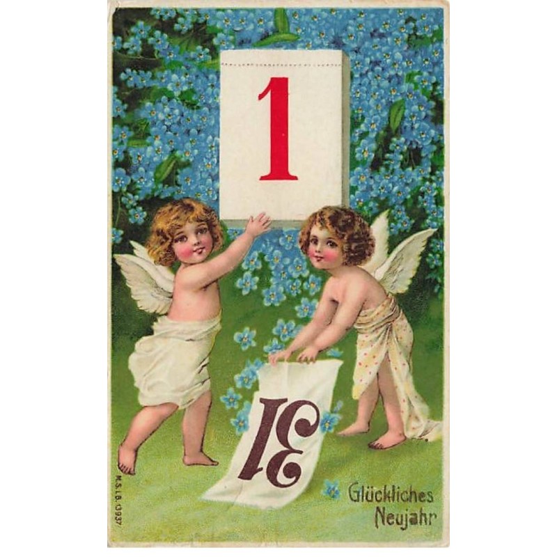 n°25213 - Nouvel An - Glückliches Neujahr - Anges effeuillant un éphéméride