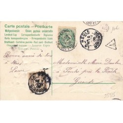 n°25225 - Carte Gaufrée - Clapsaddle - Bonne Année - Fillette sur le dos d'un poisson