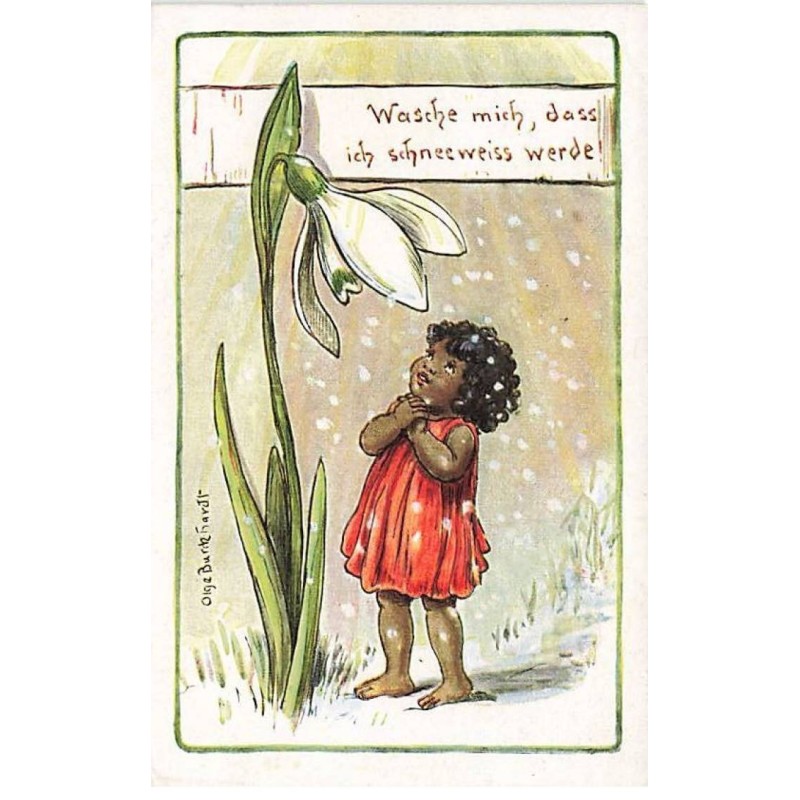 n°25243 - Fantaisie - Wasche mich, dass ich Schneeweiss werde - Fillette noire sous un perce neige