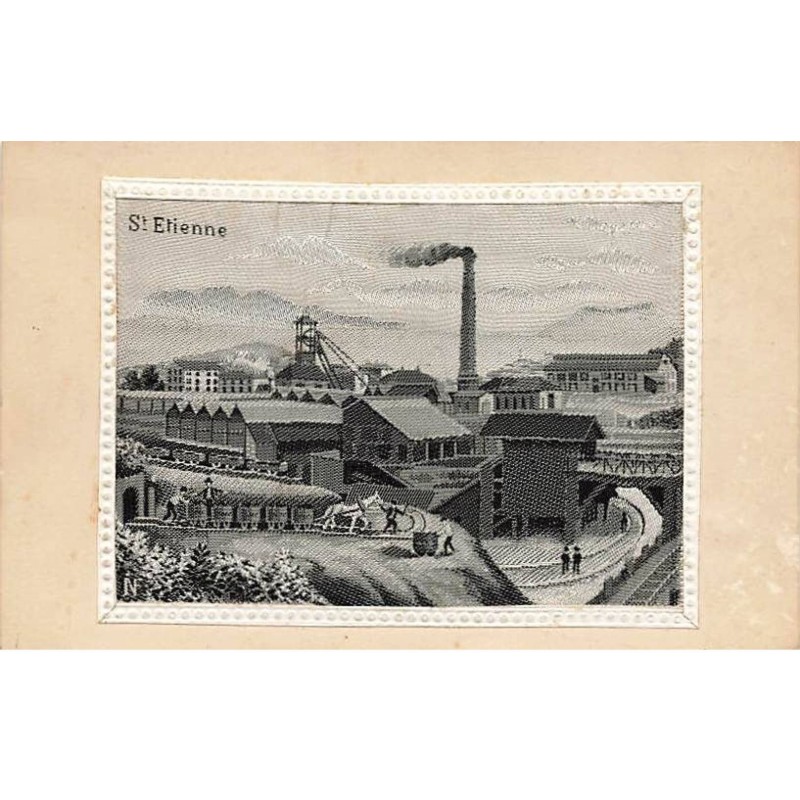 n°25354 - Brodée - Carte Tissée Soie - SAINT-ETIENNE - Usine
