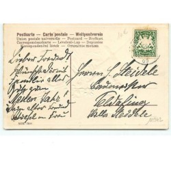 n°11942 - Carte Gaufrée - Prosit Neujahr - Fillette à califourchon sur une flûte de champagne