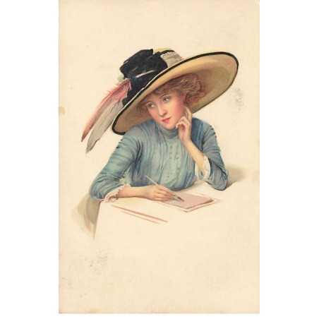 n°25363 - Illustrateur - MM Vienne n°636 - Jeune femme avec Chapeau écrivant