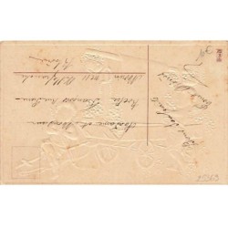 n°25369 - Carte Gaufrée - MSIB  13986 - Bonne Année - Anges près d'une charette remplie de myosotis