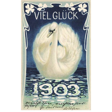 n°25372 - Carte Gaufrée - Nouvel An - Art Nouveau - Viel Glück 1903 - Cygne