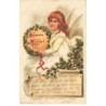 n°25375 - Nouvel An - Gesegnetes Neujahr - Un ange portant une couronne faite en sapin