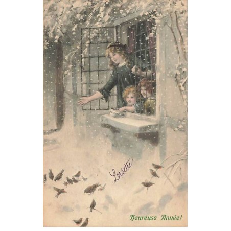 n°25376 - MM Vienne n°330 - Heureuse Année - Enfants à une fenêtre touchant la neige