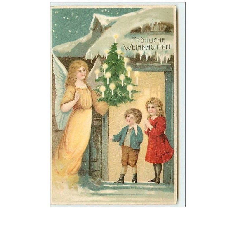 n°10137 - Carte Fantaisie - Fröhliche Weihnachten - Ange et Enfants