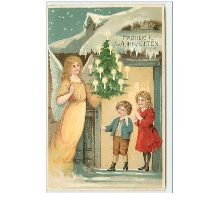 n°10137 - Carte Fantaisie - Fröhliche Weihnachten - Ange et Enfants