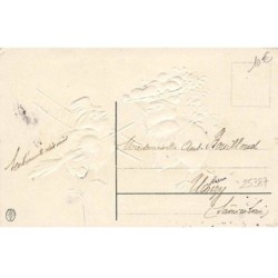 n°25387 - Carte Gaufrée - Joyeuses Pâques - Poussins habillés, l'un en ramoneur, l'autre portant des oeufs