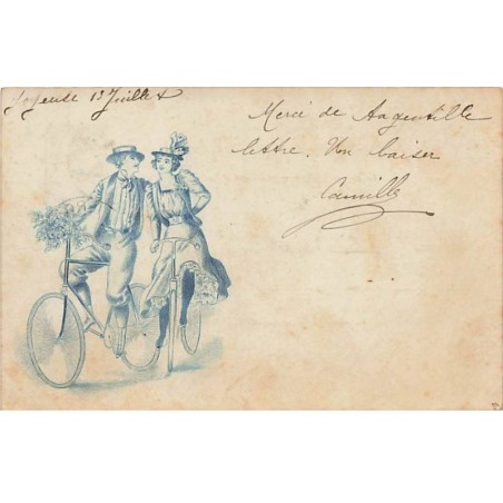 n°25407 - Fantaisie - Couple sur des vélos